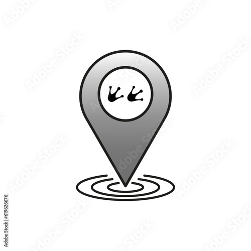 Location duck paws pin. Location pin pointer icon. Vector illustration. stock image.