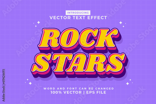 Editable text effect Rock Stars 3d Cartoon template style premium vector