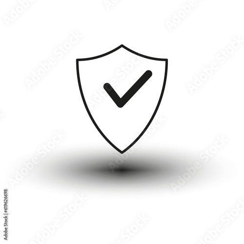 Shield with a ok sign. Protection icon with ok. Vector illustration. stock image.