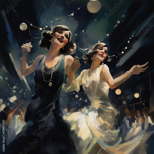 Two Flapper Women Dancing