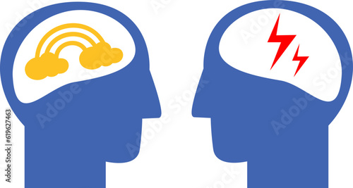 happy and sad mental condition in psychological state positive mind and negative concept icon