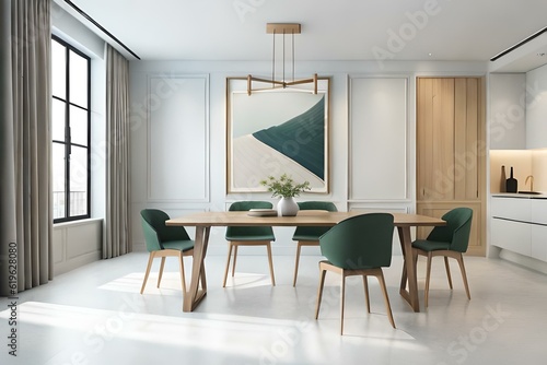 Wallpaper Mural A beautiful canvas frame 3D mockup in modern living room, bed room, kitchen, bathroom interior, Created with AI Torontodigital.ca