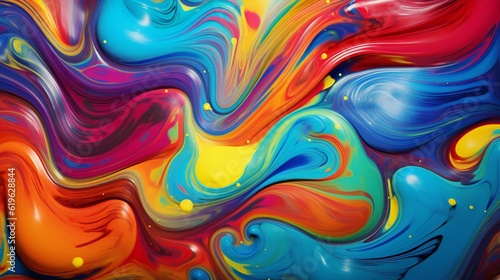 Abstract painting with vibrant and flowing colors