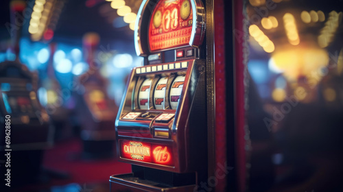 Close-up of a slot machine in a casino