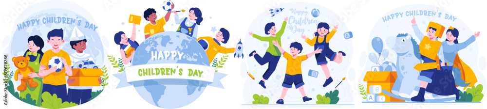 Illustration Set of Children's day. Flat style vector illustration Illustration Set of Children's day. Flat style vector illustration