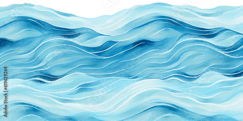 Transparent ocean water wave copy space for text.  Isolated blue, teal, turquoise happy cartoon wave for pool party or ocean beach travel. Web banner, backdrop, background png graphic.