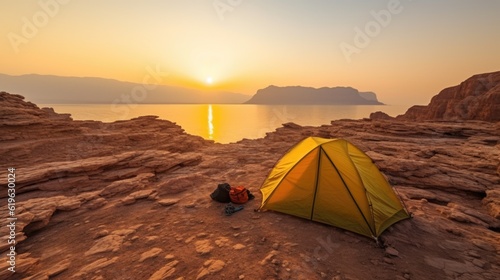 person camping in the unique landscapes of Cappadocia generative ai