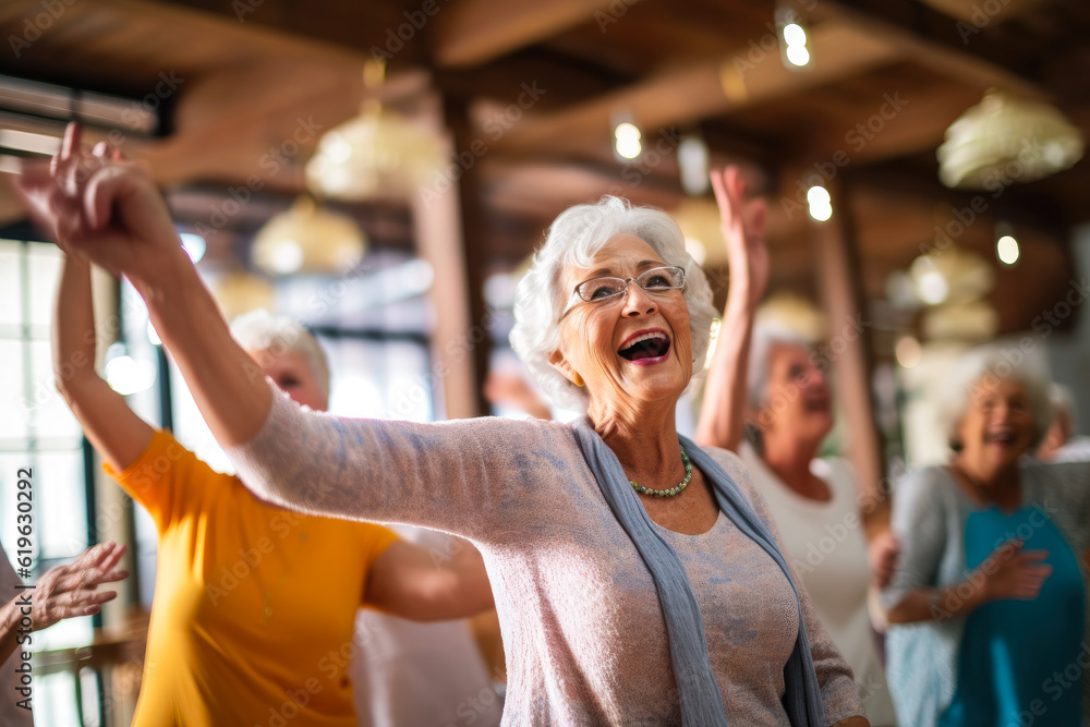 Candid capture of joyful senior citizens enjoying companionship at a social club, Generative AI