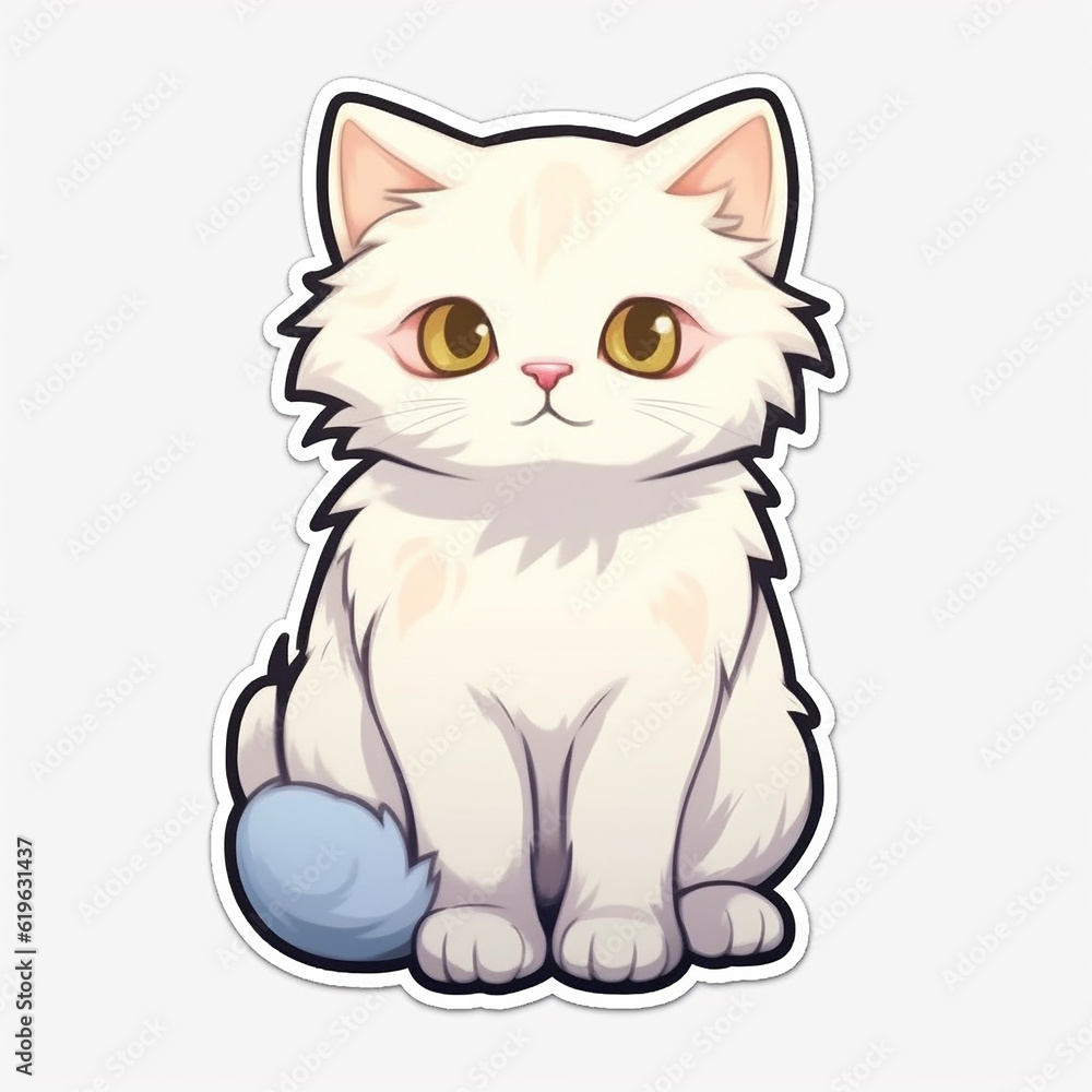 cutie white cat sticker no background AI generative cutie white cat sticker no background AI generative