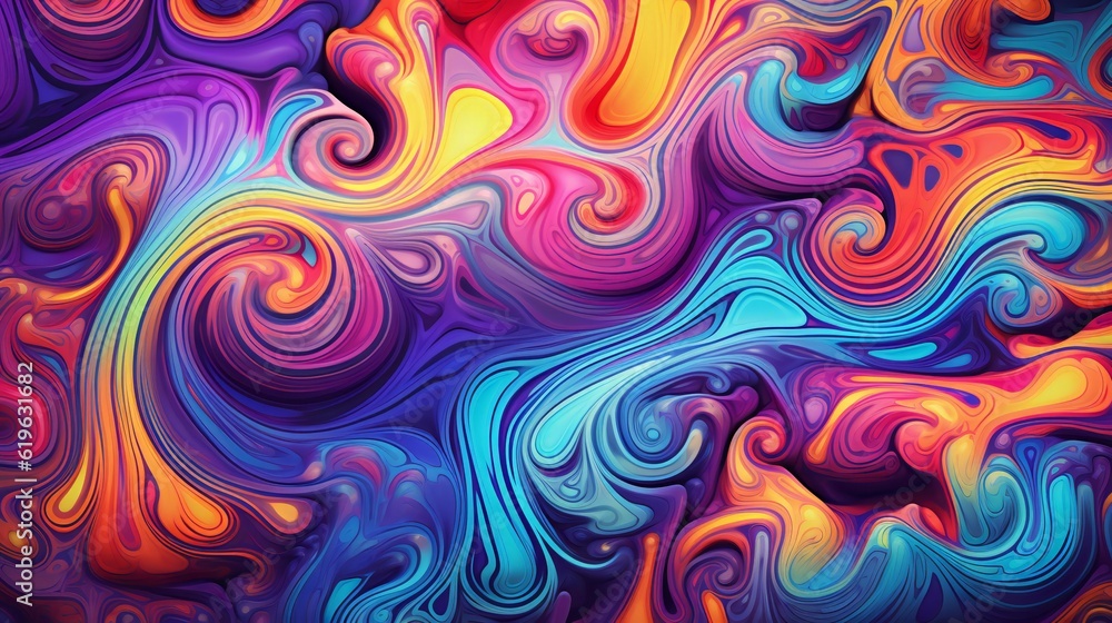 A vibrant and swirling rainbow background