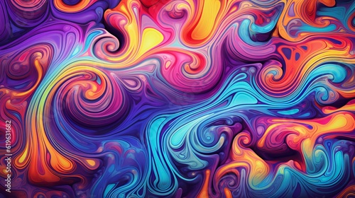 A vibrant and swirling rainbow background