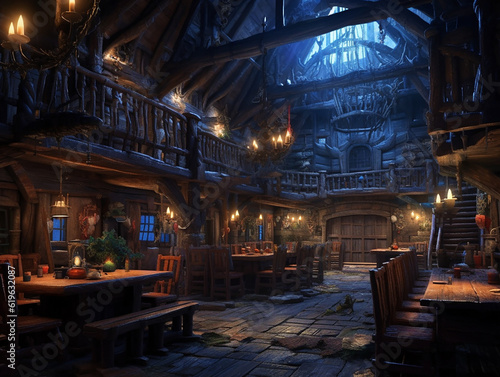 fantasy style tavern  insane detail AI generative photo