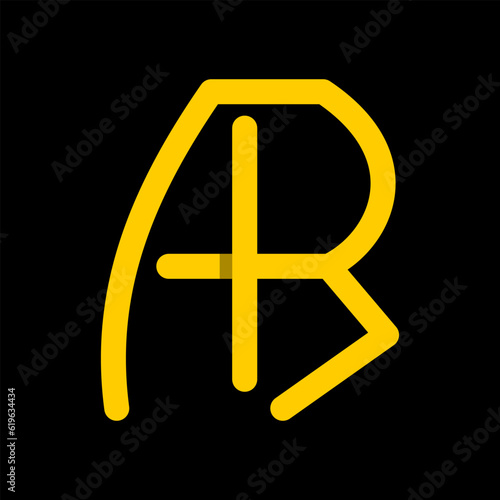 AB Letter Initial Logo Design Template Vector Illustration. Yellow typography on Black Background