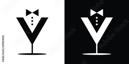 logo design cocktail and people icon vector inspiration