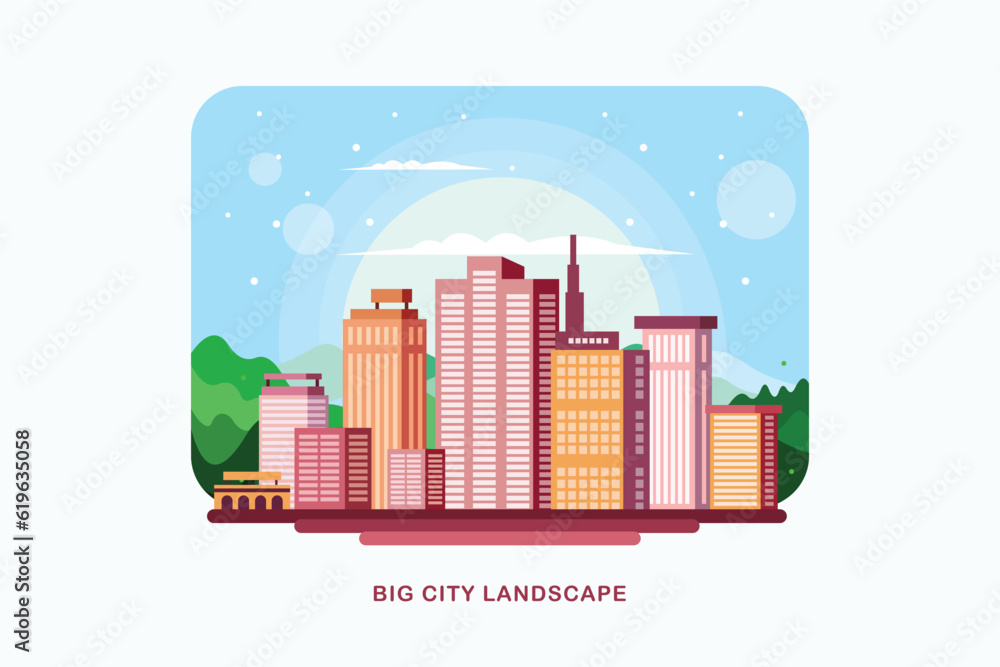Big City Landscape Vector Illustration