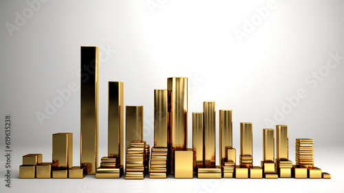 Eye-catching 3D-Rendered Bar Chart - A Metaphoric Representation of Financial Growth and Competition