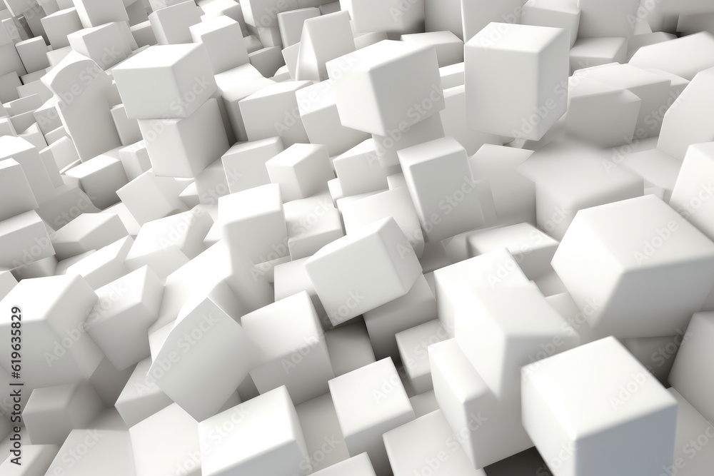 Random shifted white cube boxes block background. White abstract cubes background. Generative AI Random shifted white cube boxes block background. White abstract cubes background. Generative AI