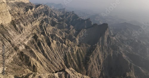 Aerial view of beautiful textures and hills in Vashlovani national park. Gorgeous place in Georgia. photo