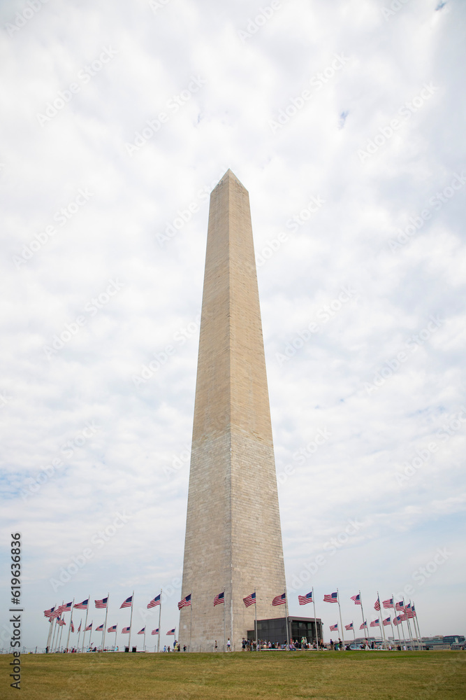 Washington Monument on cloudy day