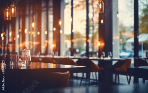 Beautiful Blurred Background of a Modern Restaurant 