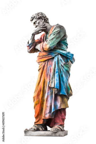 ancient greek philosopher statue isolated on transparent background ,generative ai photo