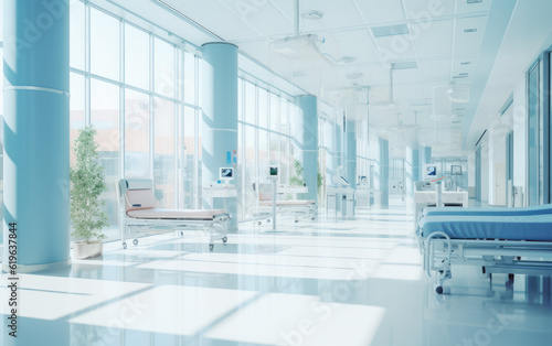 Beautiful Blurred Background of a Modern Hospital Interior