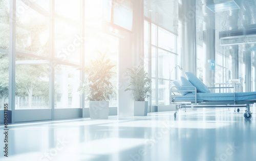 Beautiful Blurred Background of a Modern Hospital Interior