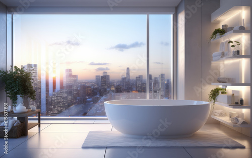 Beautiful Blurred Background of a Modern Bathroom © LadyAI