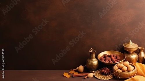 Ramadan concept design of and food on pastel background