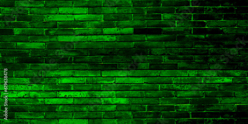 Rough brick wall. Green grunge brick wall. Vector illustrator. Trendy design.