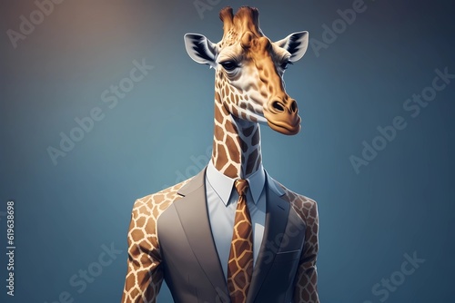 A Giraffe is in suit, formal
