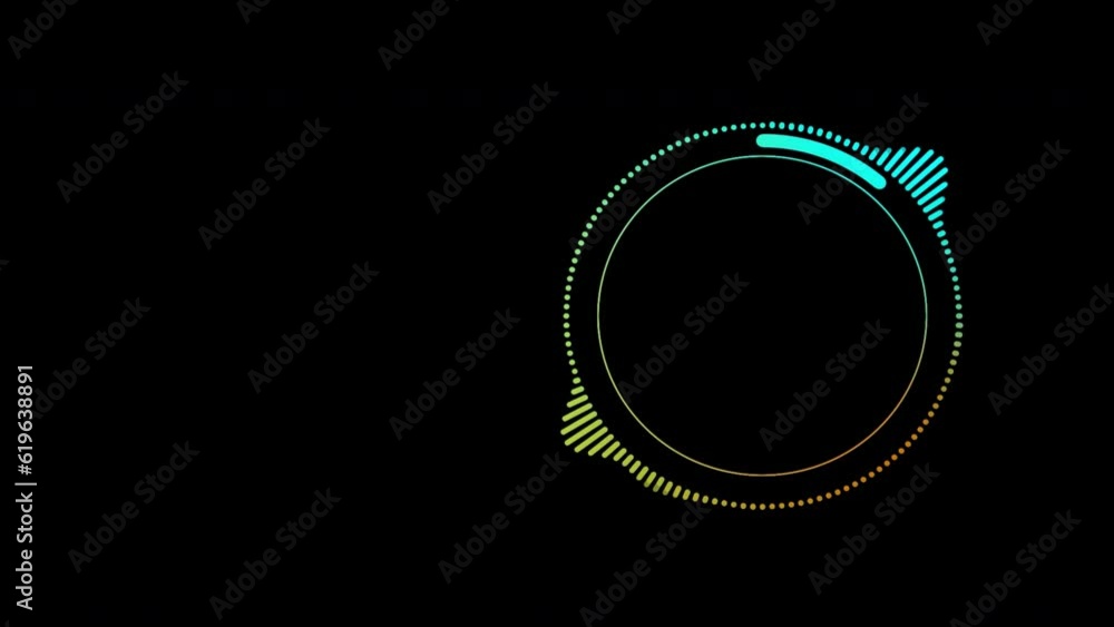 Abstract on circle music wave flux animation, sound beat ripples, music ...