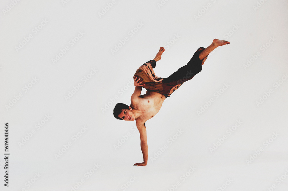 Fototapeta premium Man. Photograph on a white infinity background. 