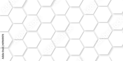 3d Hexagonal structure futuristic white background and Embossed Hexagon , honeycomb white Background ,light and shadow ,Vector. © MdLothfor