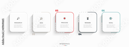 Vector Infographic label design template with icons and 5 options or steps. Can be used for process diagram, presentations, workflow layout, banner, flow chart, info graph.