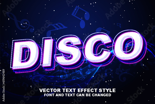 disco music party night life club typography editable text effect font style template background design for poster banner