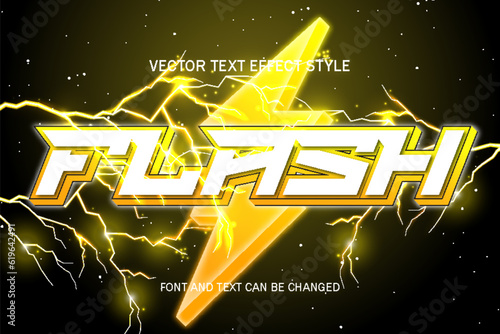 flash thunder clap bolt lightning typography editable text effect gaming style template background design for poster banner 