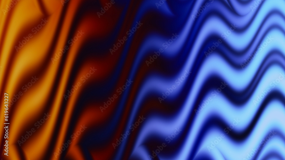 Obraz premium Glowing waves texture. Abstract background. Luminescent curves. Dark blue orange color gradient light ripple futuristic design.