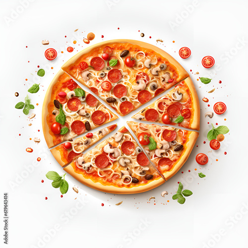 Pizza Design Elements Isolated on Transparent Background: A Graphic Design Masterpiece with Clear Alpha Channel for Overlays in Web Design, Digital Art, and PNG Image Format (generative AI 