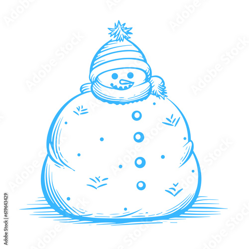 snowman doodle outline icon. hand-drawn style vector illustration
