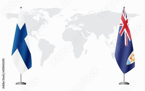 Finland and Anguilla flags for official meeting