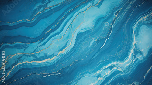 Elegance in Blue: Flowing Marble Pattern Texture Creates an Enchanting Abstract Background, Generative AI