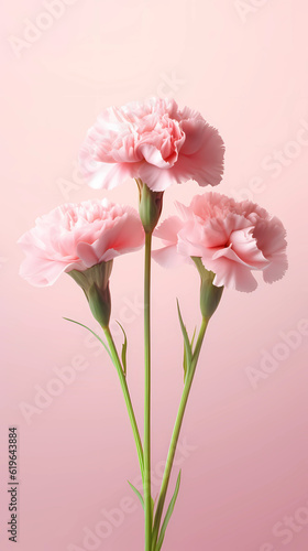 Carnation Dianthus caryophyllus flower blurred background. AI Generated