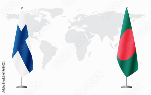 Finland and Bangladesh flags for official meeting
