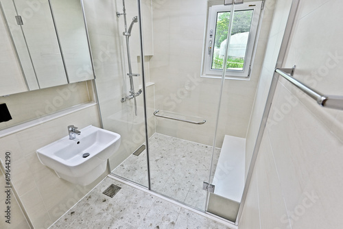 Increased convenience by installing a chair to sit in the shower area