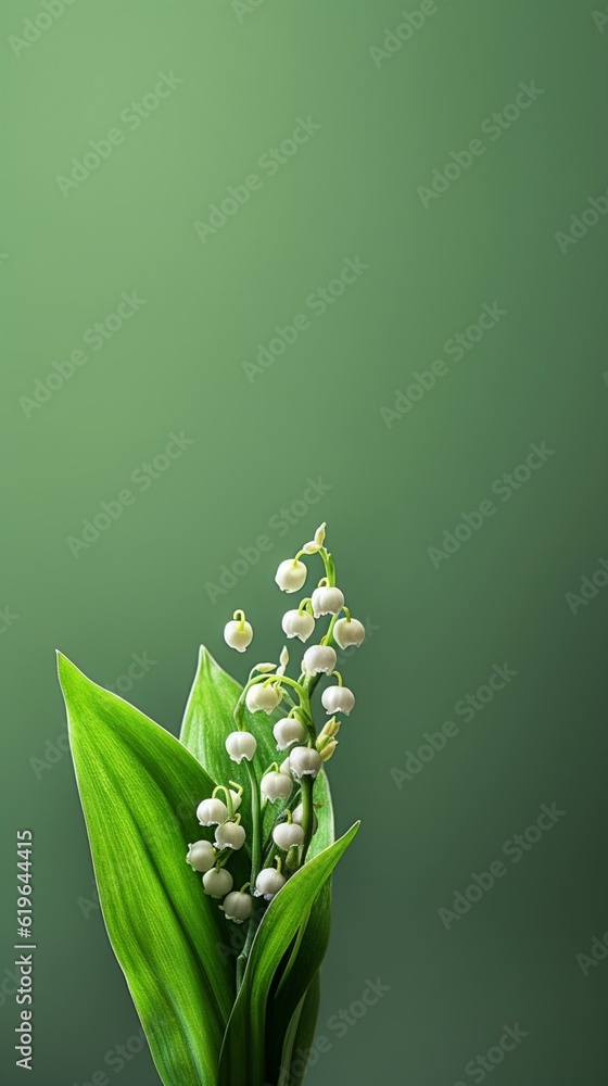 Fototapeta premium Lily of the valley flower blurred background. AI Generated