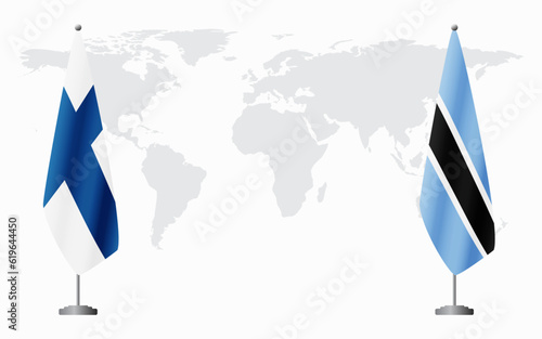 Finland and Botswana flags for official meeting