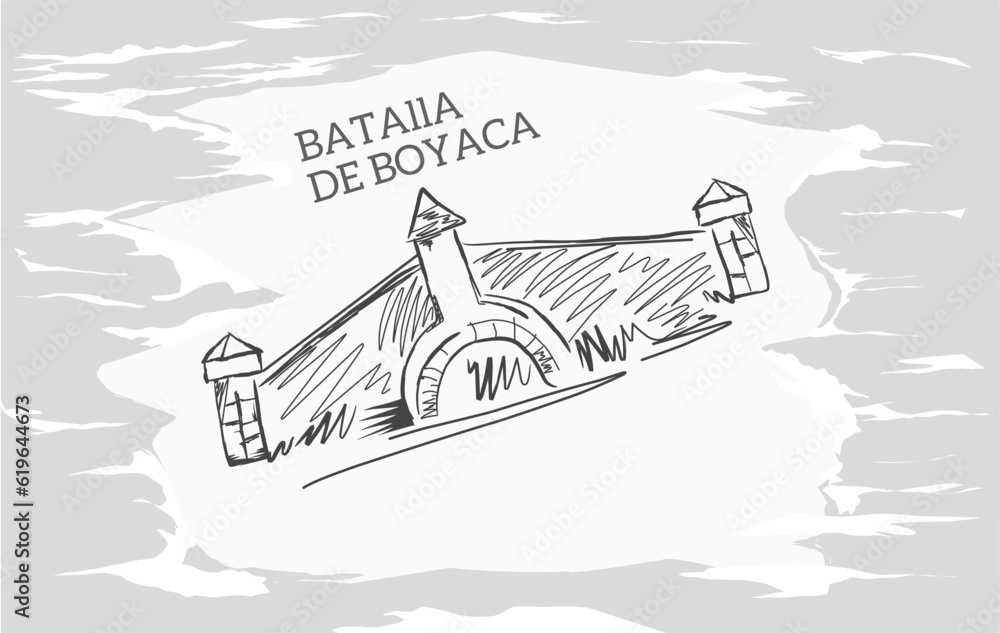 Vector illustration, boyacá bridge, and Colombian flag, commemorating August 7