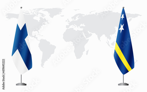 Finland and Curacao flags for official meeting