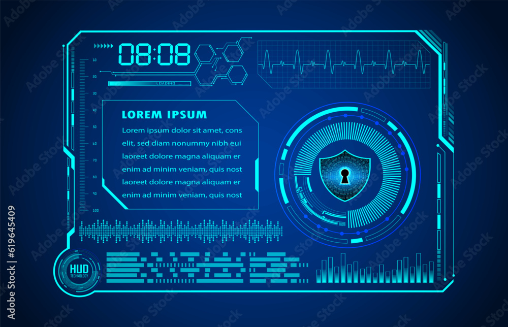 HUD Closed Padlock on digital background, cyber security HUD Closed Padlock on digital background, cyber security
